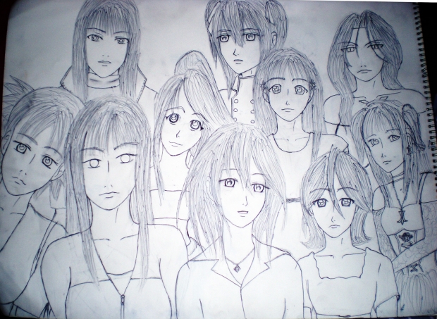 Anime girls lineart