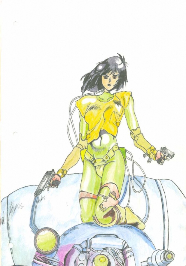 Motoko On Tank In Color