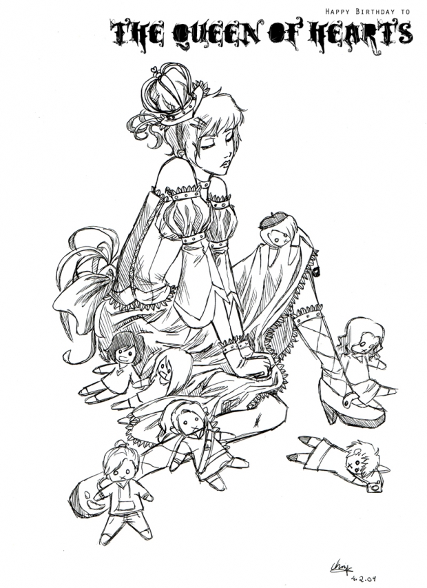 Queen of Hearts Lineart