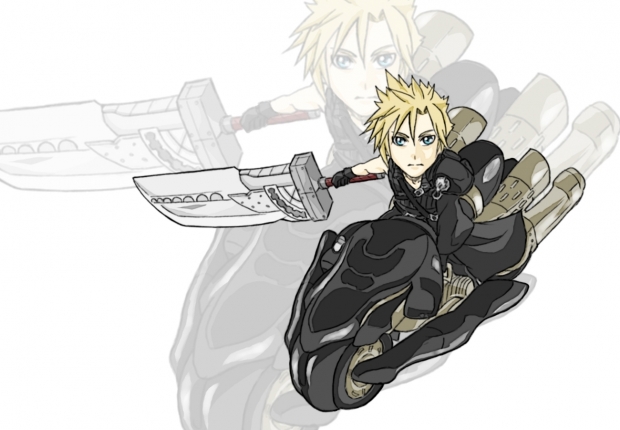 Cloud and Fenrir chibi
