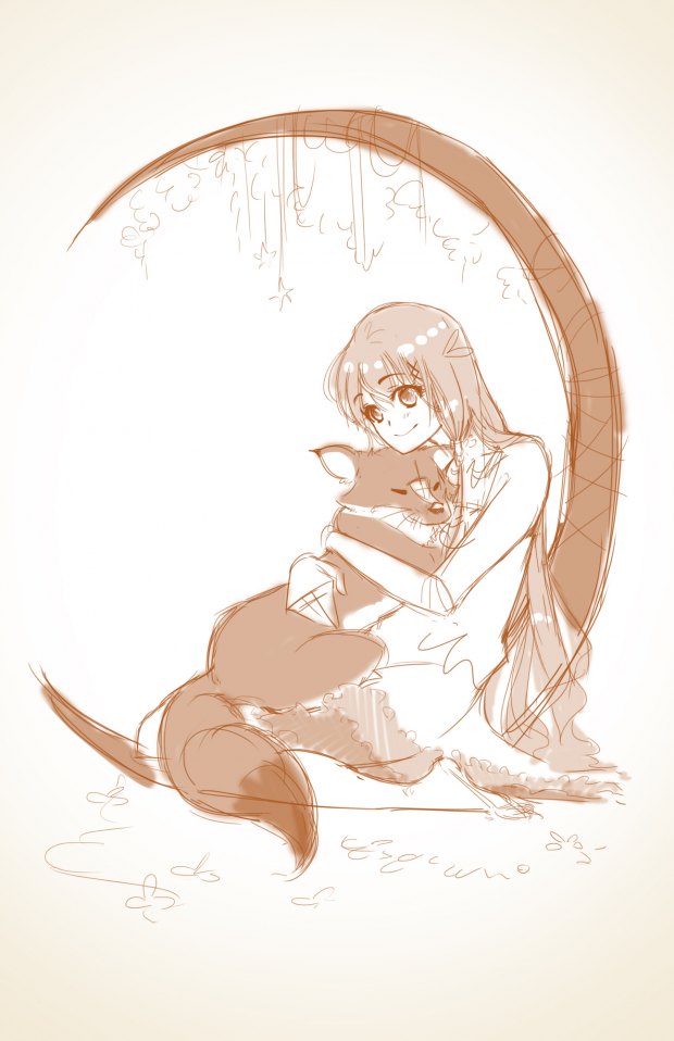 Girl and Fox In Progress