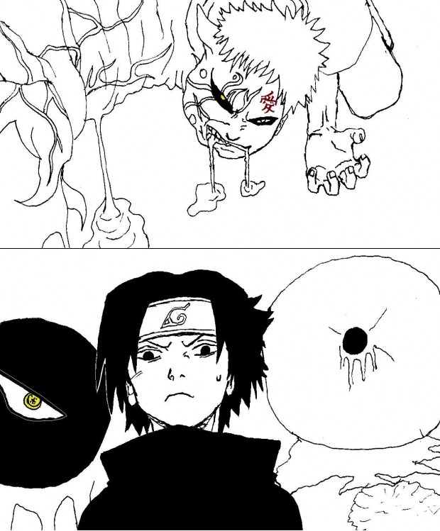 naruto vs sasuke drawings. Gaara vs. Sasuke