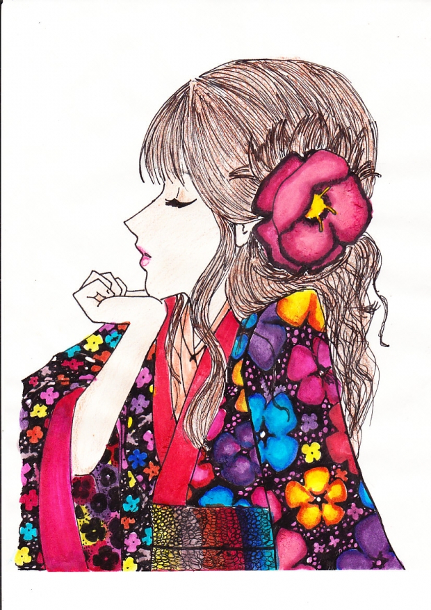 yukata gir colored