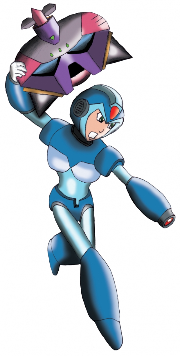 Mega Man X flying on Enemy