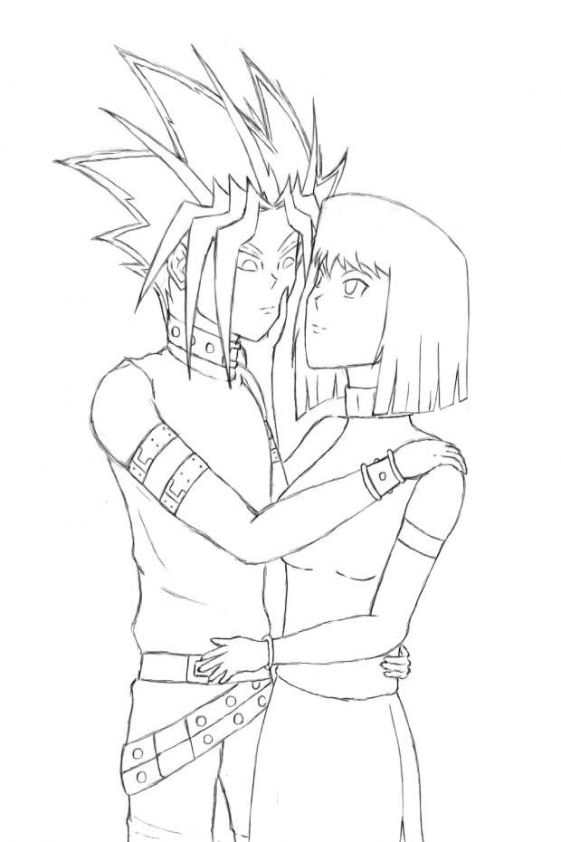 A lineart of a couple - Atemu and Tea. I will color it eventually.