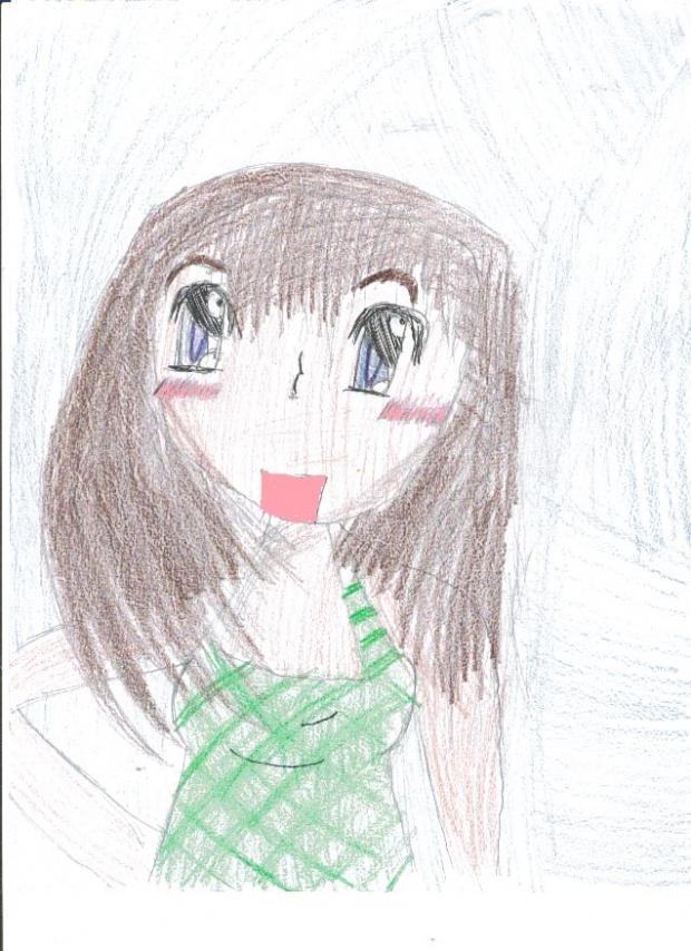 Brunette Girl in a Green Picinick Dress