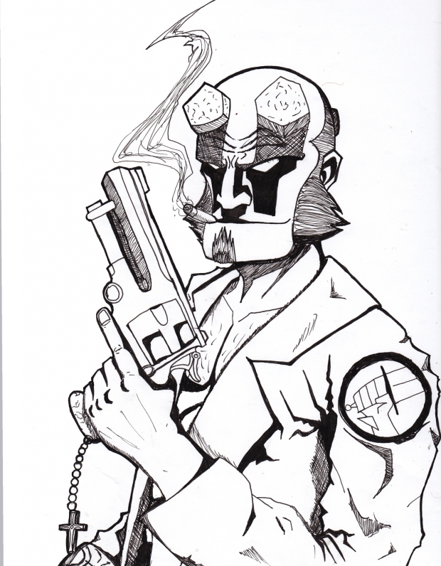 Hellboy Line Art