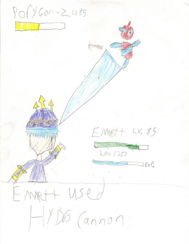 emmett battling a porygon-z