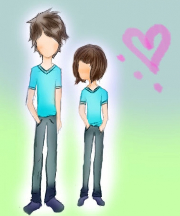 some adorable couple in matching clothes