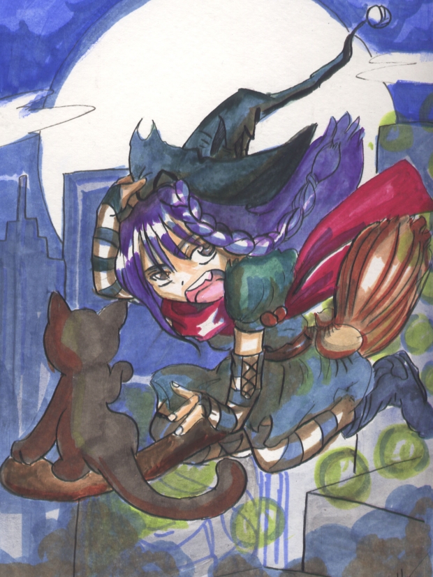 chibi witch in the city