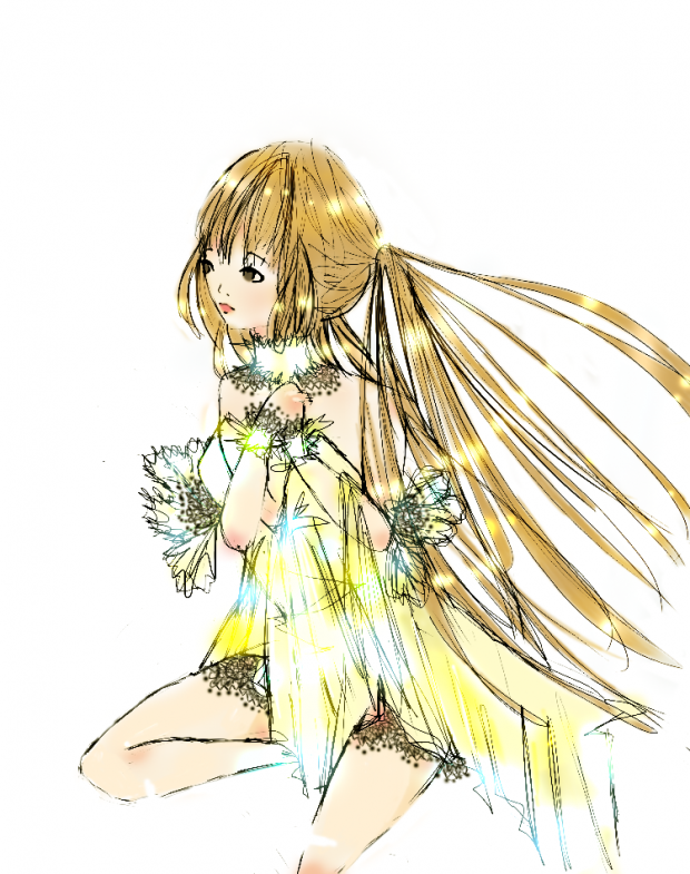 Trapped little gold feather