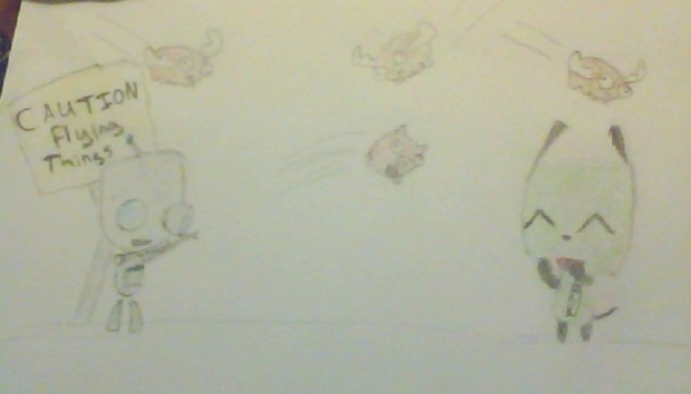 Gir plays catch with himself