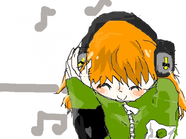 Girl with headphones on (remake)