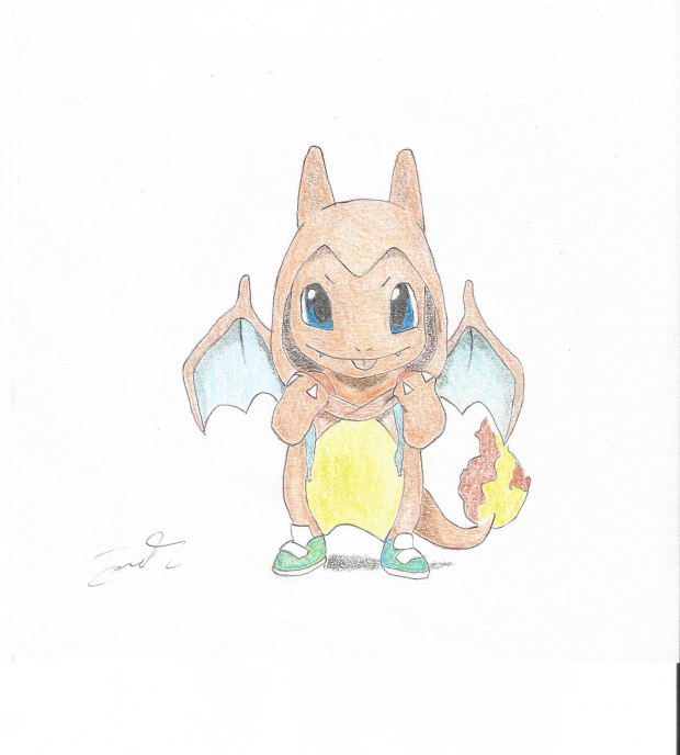 Charmander in a Charizard Onsie