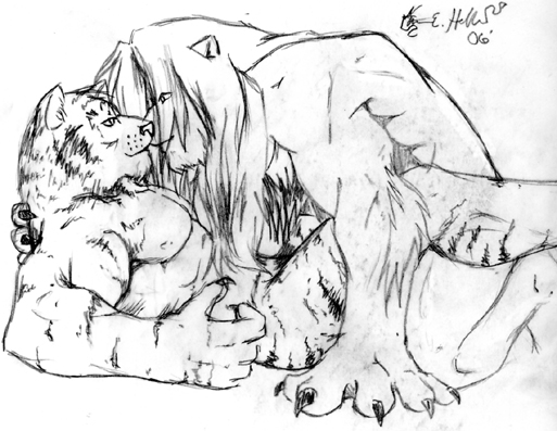 A lion loving his tiger mateawwdont they make a cute couple?